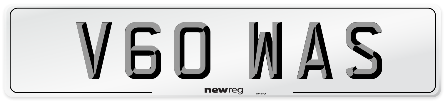 V60 WAS Number Plate from New Reg